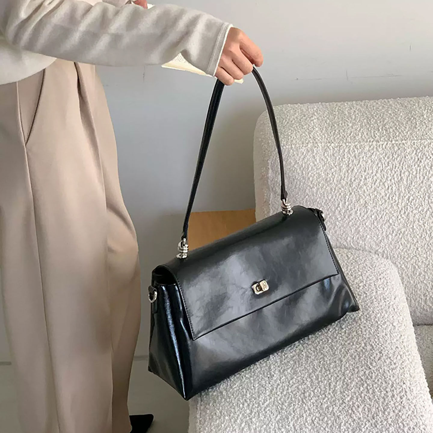 轻奢真皮托特包女时尚秋冬单肩包大容量牛皮斜挎包休闲高级感简约