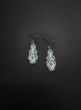 Vintage古著新中式民族风复古重工古风长款花卉复古气质耳饰91055