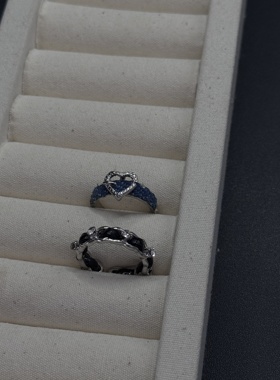 复古牛仔风爱心戒指女小众设计感高级食指戒个性百搭指环P122754