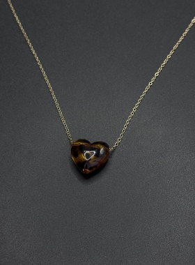 现货英国伦敦现代浪漫主义古典美东方珐琅爱心项链P10851