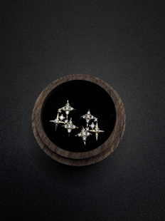 Vintage古著设计感古早风四角星星耳钉