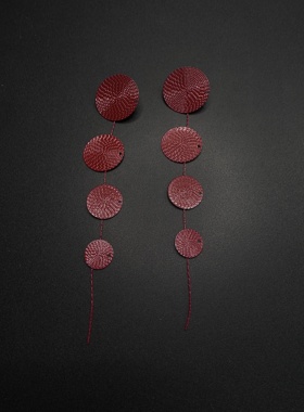 Vintage古著复古红色圆片流苏长款耳环夸张耳饰显白耳饰H61759