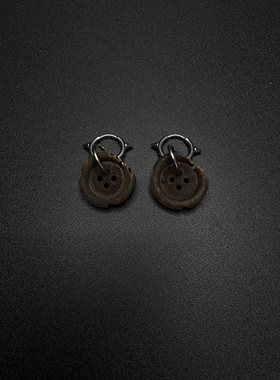 Vintage古著设计感古早风纽扣耳环P50610