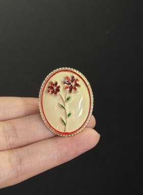 Vintage古著复古花朵戒指女中古风指环设计感食指戒配饰B121453