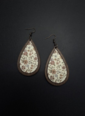 Vintage古着设计感古早风独特小众耳饰复古木制耳饰P71860