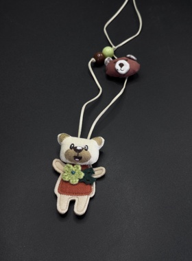 可爱卡通布艺小熊项链创意毛衣链气质长款挂脖卫衣链配饰R22707