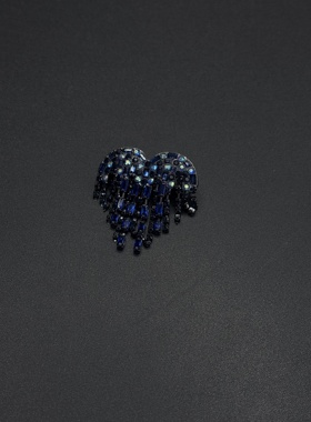奢华欧美Vintage古着 Midnight Heart蓝色爱心胸针R30612