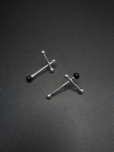 New Vintage 古著  black bar 独特设计耳饰