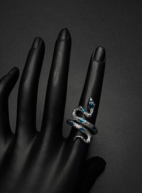 Vintage古著设计感古早风蛇形戒指