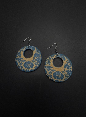 Vintage古着设计感古早风独特小众耳饰复古花纹耳饰P72060