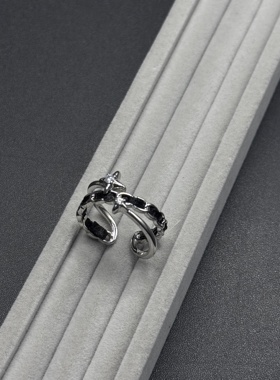 甜酷小香风叠戴开口戒指女小众设计感素圈个性食指戒素戒P123055