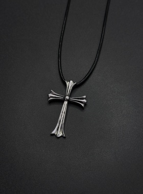 Vintage古著复古做旧项链十字架吊坠风格毛衣链个性霸气P120154