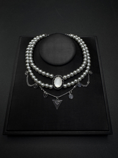 Vintage古着设计感古早风独特小众多层珍珠项链H60856