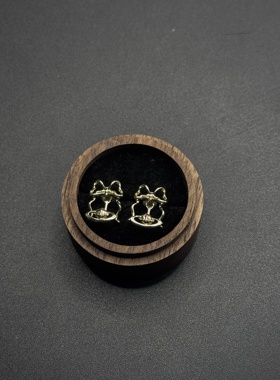 Vintage古著圣诞土星蝴蝶结精致小众甜美轻奢日常百搭耳饰R120253