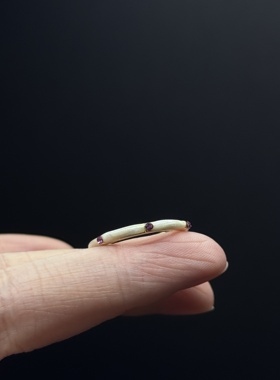 彩色素圈戒指女款中古小众设计食指戒轻奢高级感叠戴指环P10652