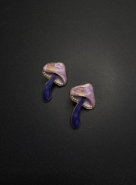 Vintage古著新款个性田园风时尚气质蘑菇款耳饰可爱清新耳饰91157