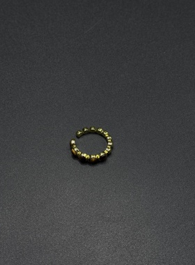 咖色圆形虎眼石开口戒指复古轻奢气质时尚食指戒百搭指环女P11251