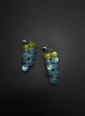 Vintage古着青提设计感古早风独特小众葡萄耳环复古耳环P73159