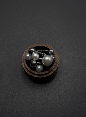 欧美夸张多层珍珠串珠叠戴戒指女小众个性百搭指环戒子P122151