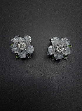 Vintage古著设计感古早风独特小众花朵耳钉P52804