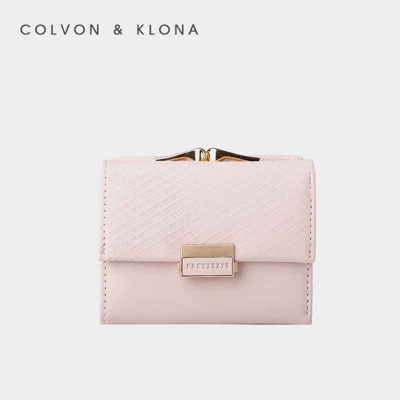 Colvon Klona2021新款钱包女短款卡包钱包一体包多功能小零钱包潮