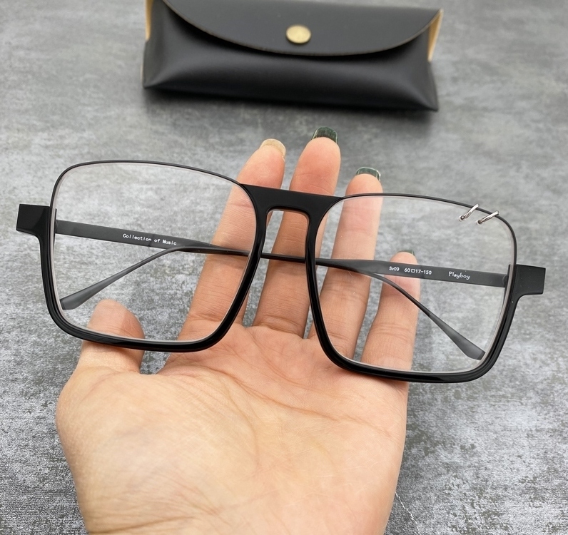 新款眼镜框架 复古个性板材倒半框金属环宽脸男士大框近视平光镜