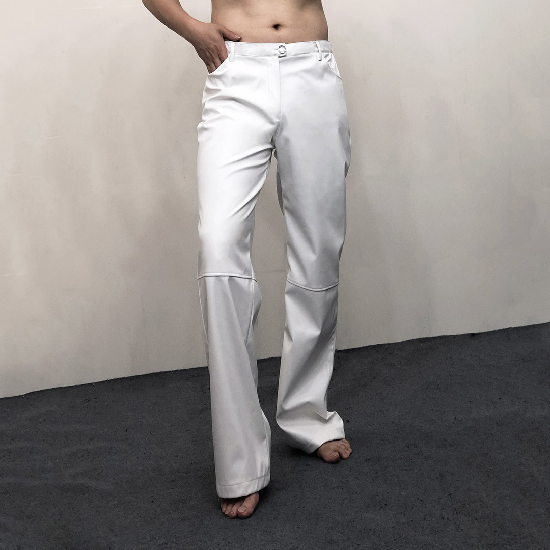 经典款宽松直筒大码男士皮裤