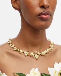 欧美外贸饰品oscar复古风黄铜金属做旧质感花朵设计轻奢小众项链