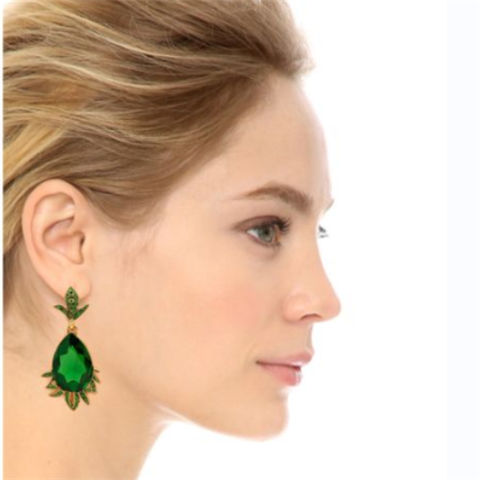 欧美外贸饰品Oscardelarenta金色复古做旧水晶时尚中古无耳洞耳夹