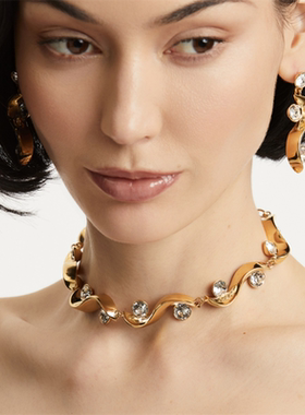 oscar欧美时尚简约夸张波浪项链