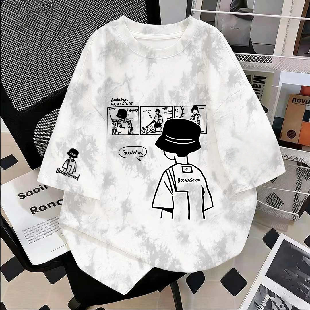 纯棉短袖T恤男夏季2026新款潮牌宽松圆领设计感帅气男童上衣体恤