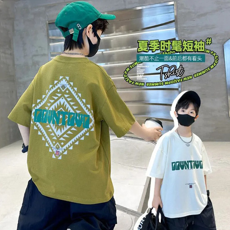 2026春款男童t恤短袖中大童新款夏季纯棉高端潮牌酷帅宝宝上衣潮