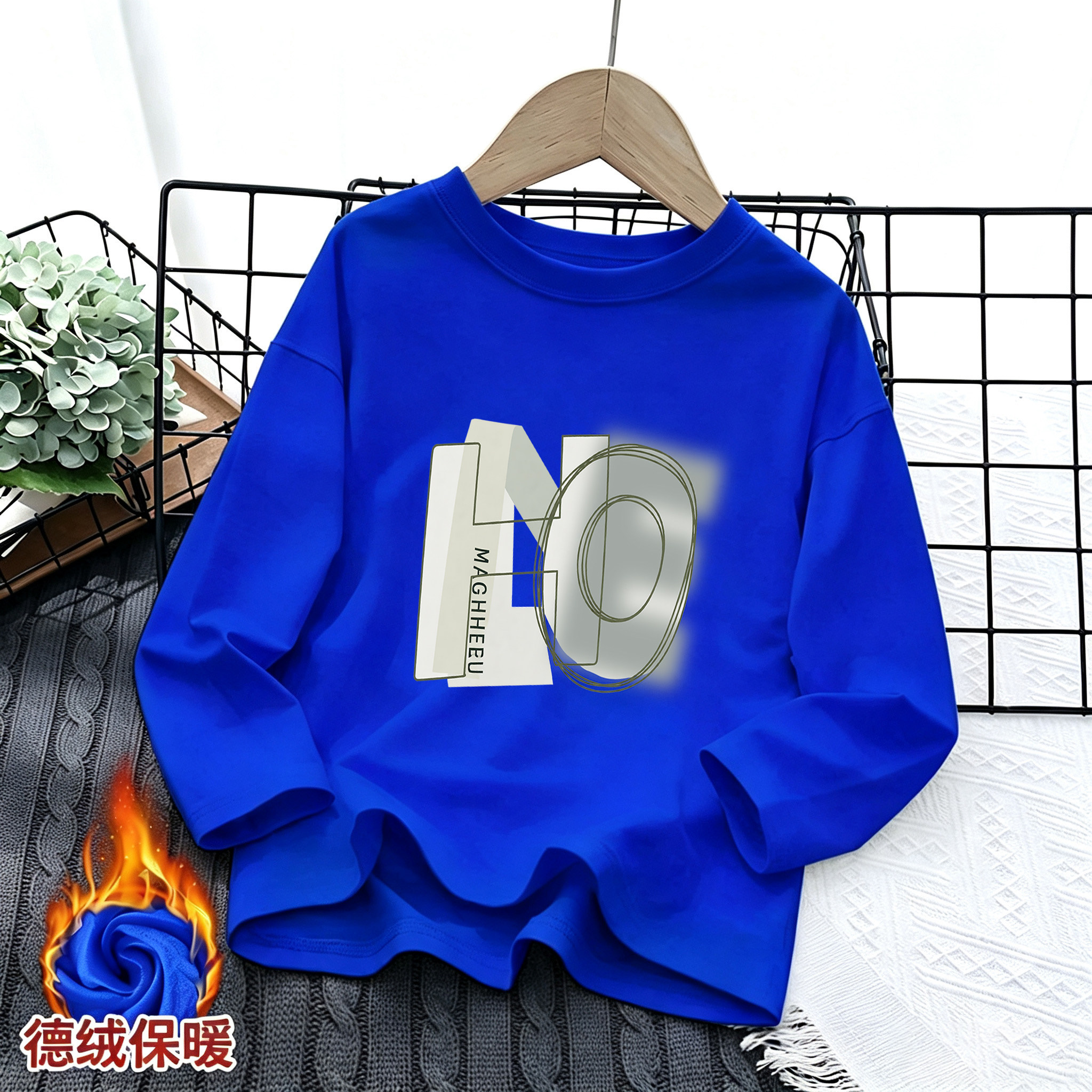 男女童加绒加厚卫衣冬装款洋气儿童套头衣服长袖冬季宝宝保暖上衣