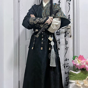 秋冬新款 唐制圆领袍男女同款 缺胯袍改良 景行 青云霓裳原创汉服