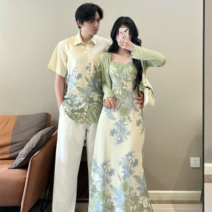 法式 2025新款 温柔风一裙一衣小众气质度假风连衣裙显瘦 夏装 情侣装