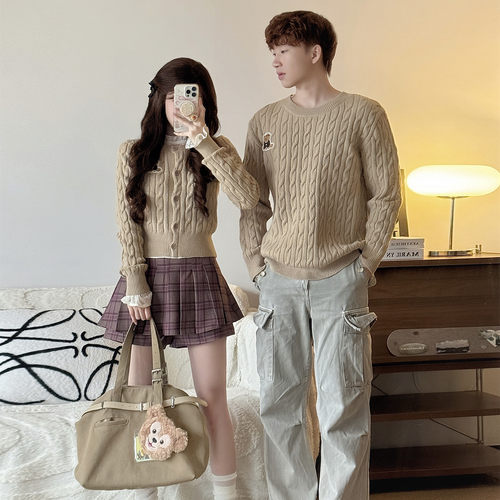 法式情侣装毛衣学院风