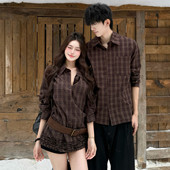 ins设计感小众显瘦潮流衬衣长袖 法式 2026新款 春季 复古情侣装 衬衫