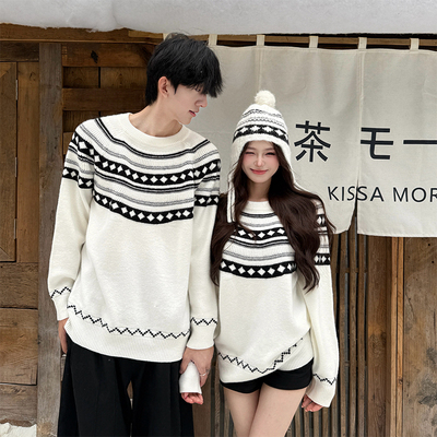 费尔岛复古套头慵懒风毛衣