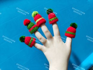 纯手工diy设计圣诞树可爱迷你手指帽子成品玩具圣诞节送人礼物