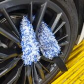 汽车轮毂缝隙清洗用带洗车长短纤维块死角污垢精清洗海绵刷擦布条