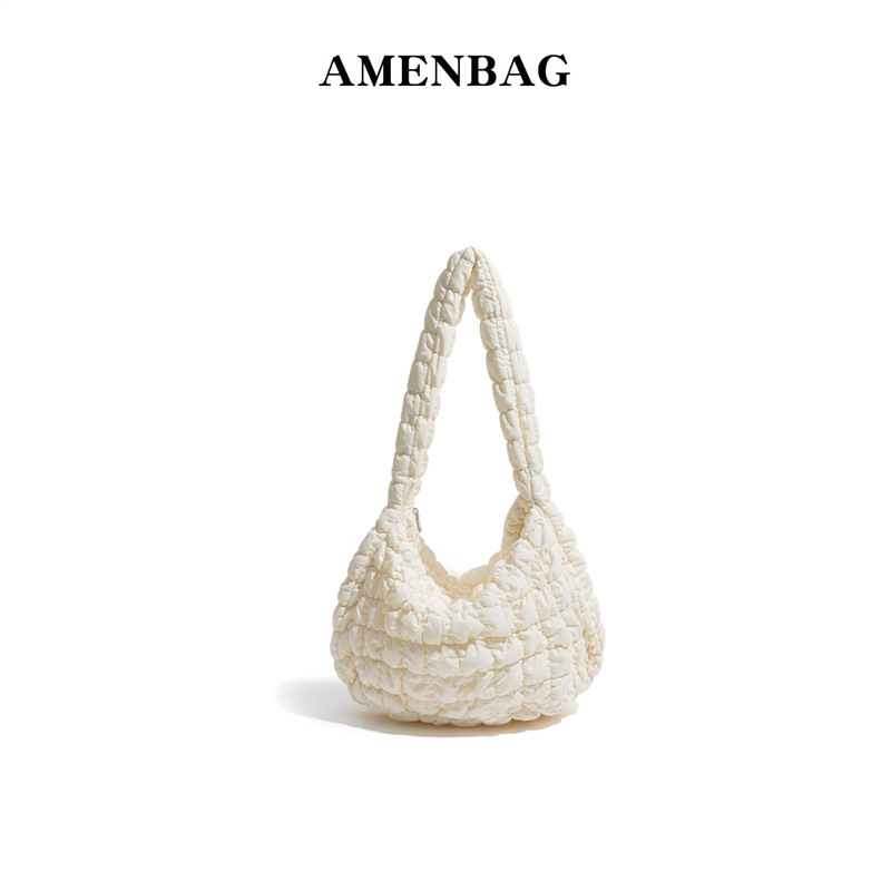 2025冬季新款云朵泡芙包女褶皱腋下羽绒包百搭大容量轻便单肩包