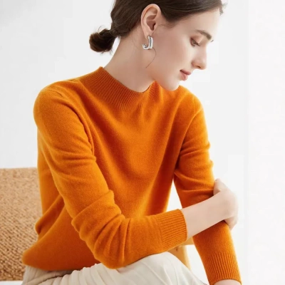 25秋冬新款无缝一线成衣内搭半高领100纯羊毛衫女长袖针织打底衫