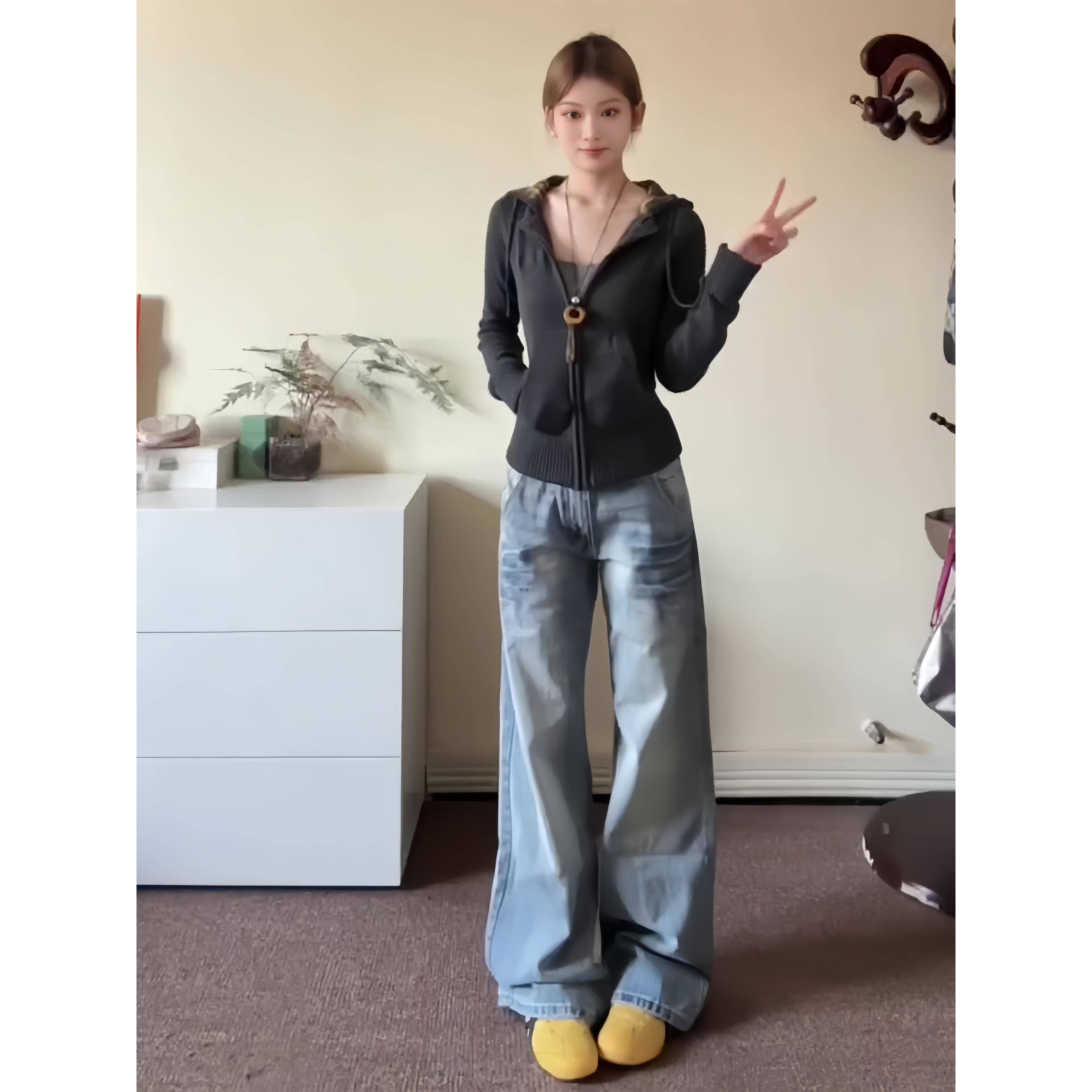 J0409E 美复古格子帽毛连衣外套女秋冬季修身收腰短款针织开衫妹