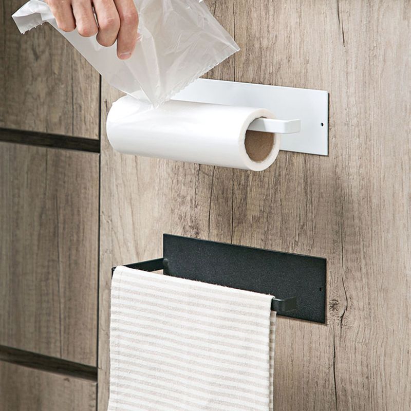 碳钢纸巾架免打孔纸巾架子厨房用纸挂架收纳架卷纸架置物架长26cm