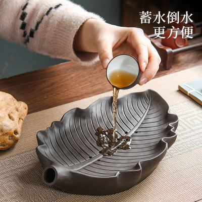 紫砂中式功夫茶盘简约可储水托盘