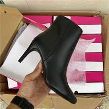 特价瑕疵清仓细跟短靴女尖头高跟瘦瘦靴新款单靴女靴侧拉链大码靴