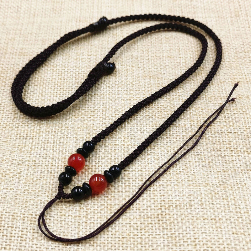 手工挂件绳编织翡翠黑曜石项链绳黄金平安扣玉吊坠挂绳玉佩佛绳子