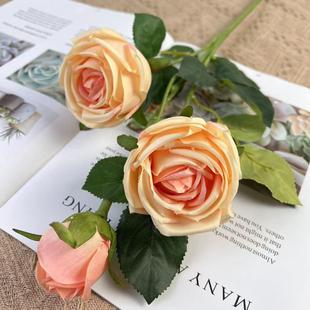 3头皇妃玫瑰仿真花贵妃玫瑰家居软装 欧式 婚庆婚礼假花手捧花