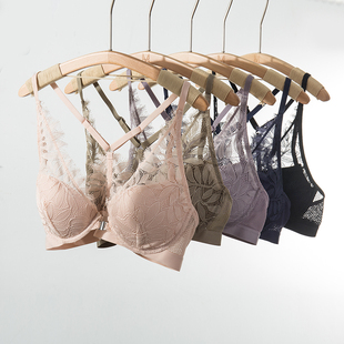 前扣文胸小胸聚拢无钢圈性感蕾丝美背上托内衣前面扣的文胸