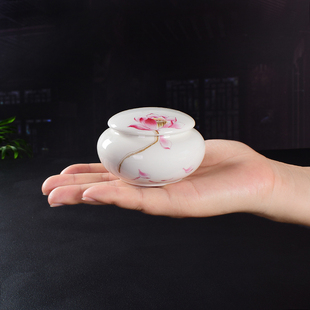 胭脂面膜粉盒陶瓷扁型密封罐香粉罐  膏方软膏液体罐茶叶储物罐子